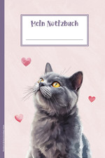 Notizbuch Britisch Kurzhaar Katze A5 liniert mit Herzen