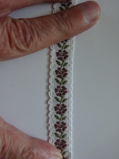 8,5 m Borte Webborte Jacquard Borte lila Blumen 1,5 cm Vintage Baumwolle Dirndel