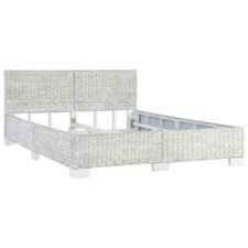 Bettgestell Grau Natur Rattan