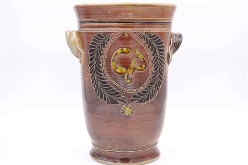 Keramik vase relief braun - vase, /