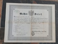 Meisterbrief 1854 Meister des