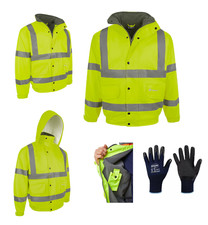 Warnschutz Pilotenjacke mit Kapuze und Fleece Futter leuchtgelb EN471  S-5XL