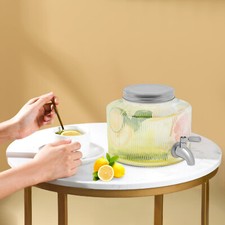Getränkespender Wasserspender Glas Zapfhahnflasche mit Zapfhahn und Deckel 2.8L