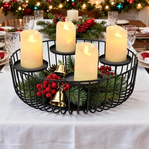 Adventskranz metall schwarz - adventskranz, Ø