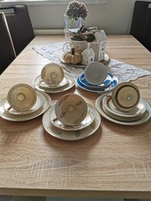 5 Gedecke Sammeltassen, verschiedene Hersteller, 4 Tassen dünnes Porzellan