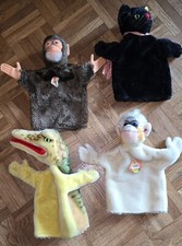STEIFF 4 Stück Handpuppen Affe Jocko Katze schwarz Mungo Krokodil Mohair