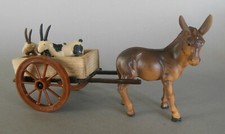 Wagen mit Esel + 2 Zwerg-