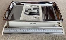 Vintage Turm weiß Emaille Waage Balken Küchenwaage Pfund & Unzen Made in Sweden