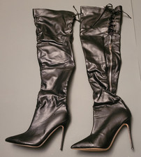 KITULANDY Sexy Overknee Stiefel Reißverschl. Stilettoabs. schwarz Gr. 11 -(039)