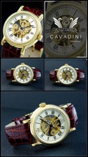 CAVADINI POLLUX skelettierte Handaufzug Unisex Uhr, Glasboden, Edelstahl CV-631