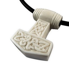 Thors Hammer Knochen Ketten-Anhänger Mjölnir Wikinger Thorhammer Kette