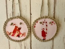 Winter Weihnacht  Holz Hänger Rosa S.Leffler Nikolaus Hygge