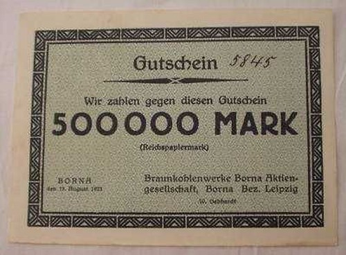 Banknote inflation 500000 mark - inflation,