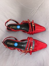 Damen sling Pumps Gr.39 Ballerinas Flache Schuhe Rot Studeo Neu