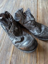 Rundholz Schuh, 38, schwarzer Lederschuh, niediger Absatz