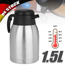 1.5L Thermoskanne Isolierkanne Edelstahl Warmhaltekanne Kaffee Tee auslaufsicher