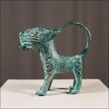 68963) Kleiner Bronze Leopard Kamerun Afrika AFRIKANISCHE KUNST