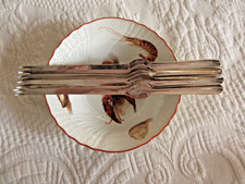 Richard Ginori  Vecchio HUMMERSCHÄLCHEN + 6 HUMMERGABELN -Stifte WMF versilbert