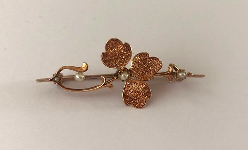 Jugendstil brosche 585 - 585, rotgold