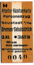 Bahnticket: Deutschland: Neustadt nach Bremen - Sebaldsbruck