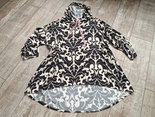 Wunderschöne Bluse von MADE IN ITALY, Gr. 50/52, Schwarz-Beige, Langarm, Kapuze