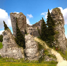 Diorama H0/1:87 Burg Ruine Landschaftsbau Berg Granit Felsen begrünt# patiniert