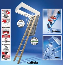 Bodentreppe Luken Dachboden Treppe Holz Stahl 110/120/130/140 x 60/70 cm 