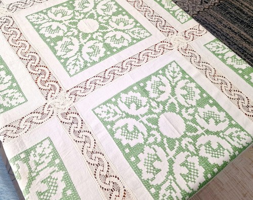 Vintage leinen tischdecke - leinen, mit