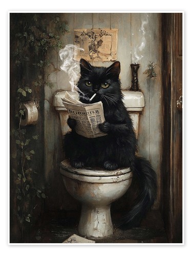 Poster rauchende katze liest - poster,