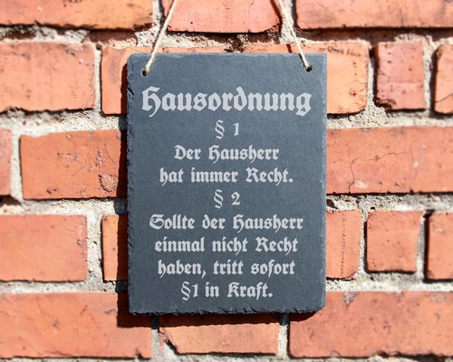 Schiefertafel hausordnung - schiefertafel, "hausordnung"