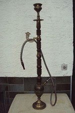Shisha Wasserpfeife Antik aus Messing und Holz Handarbeit ca 120cm