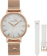 Kangaroos Damen Quarz Armbanduhr rosegold Analog mit Wechselarmband weiß (015)