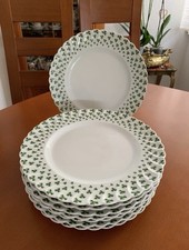 LIMOGES 8 Speiseteller Haviland France Dekor Trefle Kleeblatt Porzellan top Zust