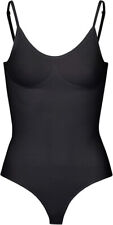 Damen String eleganter Body Shaper Mieder Slim schwarz Einteiler extra lang