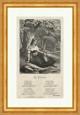 Die Zigeunerin Gedicht Wilhelm Wegener Musik Mode Holzstich E 22858 Gerahmt