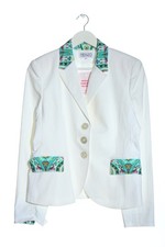RENZO Kurz-Blazer Damen Blazer Gr. DE 40 weiß-türkis Casual-Look