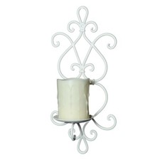Ambiente Haus Wandkerzenhalter Wandleuchte Kerzenhalter Schmiedeeisen H37cm weiß
