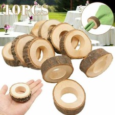 10er Hochzeit Serviettenringe Holz Rund Serviettenhalter DIY Handwerk Tischdeko
