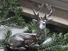 Deko Hirsch silber Liegend Shabby Landhaus