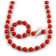 Holz und Acryl Perlen lang Set