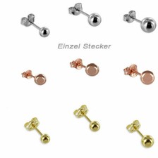 Kugel Ohrstecker EINZEL ECHT 925 Silber Rose Gold Ohrringe SINGLE Ohrschmuck 312