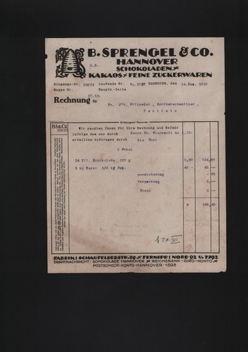 Hannover rechnung 1920 b - hannover,,
