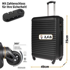 XL Koffer Reisekoffer Travel Hartschalenkoffer Reisen Schwarz 49x75x32cm 100 L