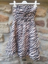 ? H&M Cocktailkleid Damen Bandeaukleid Gr. S schwarz beige Zebra