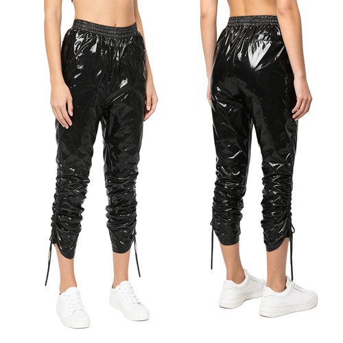 Damen wetlook pvc leggings mit - pvc,