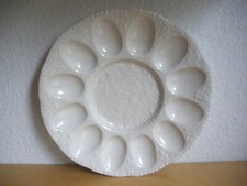 Keramik Eierteller Eierplatte Eier Servierteller creme weiß rund 28 cm 12 Eier