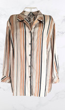 elegante Reichart Damen Bluse Gr. 52 Satinoptik braun/beige/schwarz