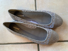 NEUW GRACELAND DAMEN-BALLERINA Gr.41 GRAU SPITZE NIETEN NEUWERTIG Höhe 1 cm