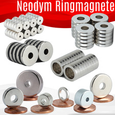 Neodym Magnete N52 Ringmagnete Magnet mit Loch Bohrung Ring Scheibe Stark Flach