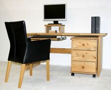 Massivholz Schreibtisch 125cm mit Rollcontainer Kiefer massiv gelaugt geölt